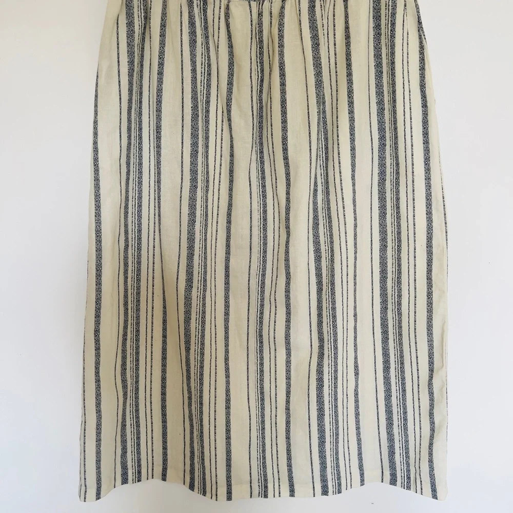 Womens Deane & White Skirt UK 16 A-Line Linen Stripe Cream Midi Length Pockets - Picture 5 of 11